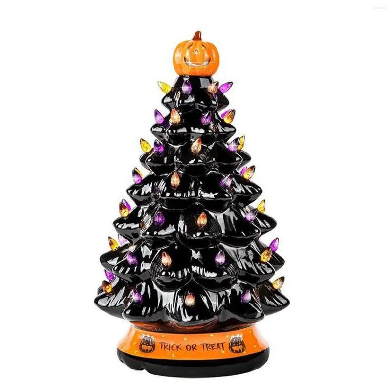 Décorations intérieures Halloween Arbre Led Éclairage Ornement Décoration De Citrouille À Piles Pour Le Salon