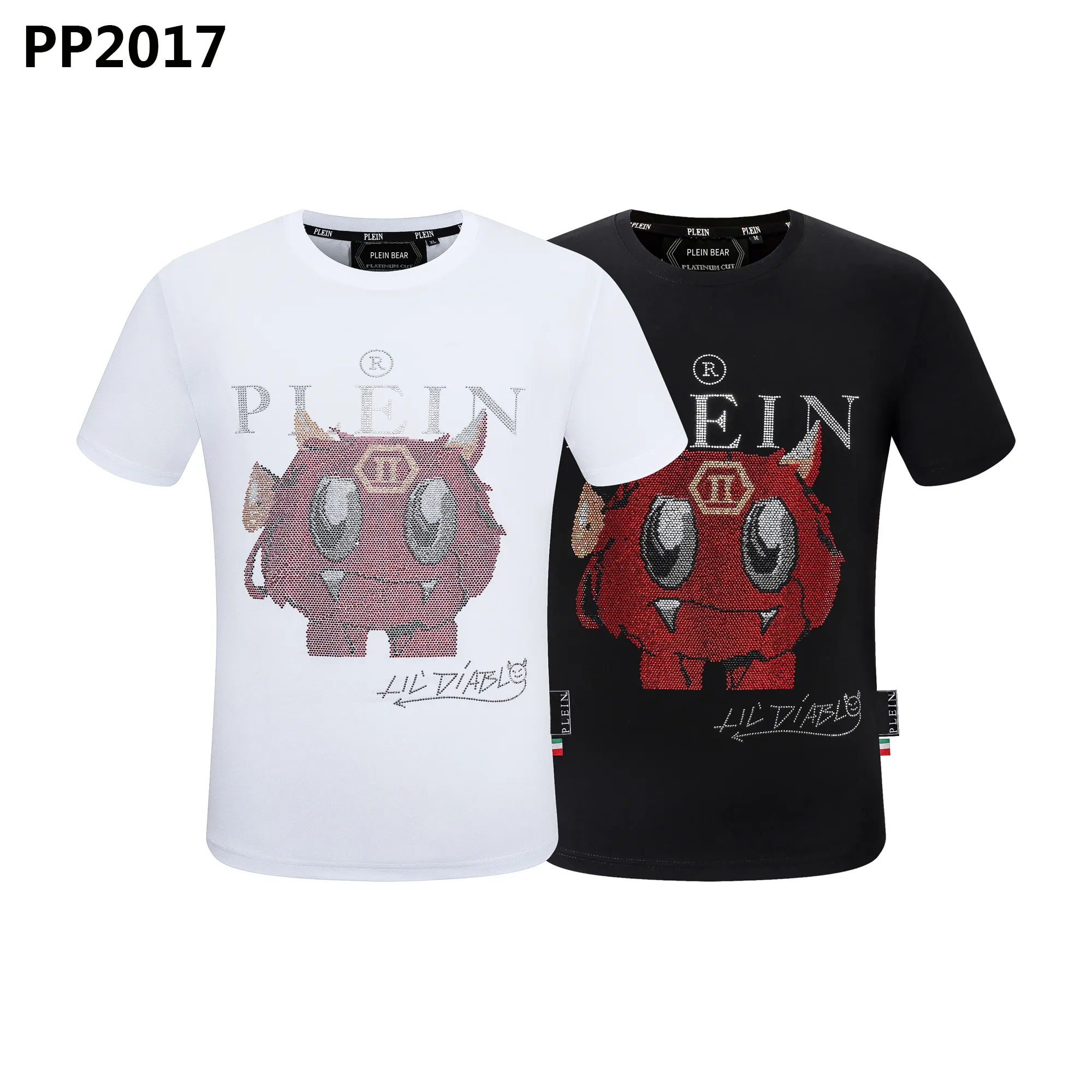 PLEIN BEAR T SHIRT Mens Designer Tshirts Brand Clothing Rhinestone PP Skull Men T-SHIRT BACK ROUND STONES SS Classical Hip Hop Streetwear Tshirt Top Tees PB 160654