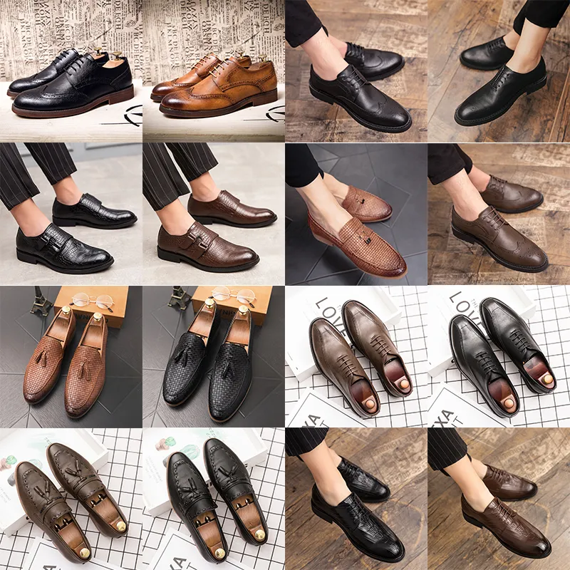 Luxuriöse Brogue-Oxford-Schuhe, spitze Zehen, Lederschuhe, Schnürschuhe, Schnalle, Quastenmuster, High-End-Herrenmode, formell, lässig, Slip-on-Schuhe, verschiedene Größen