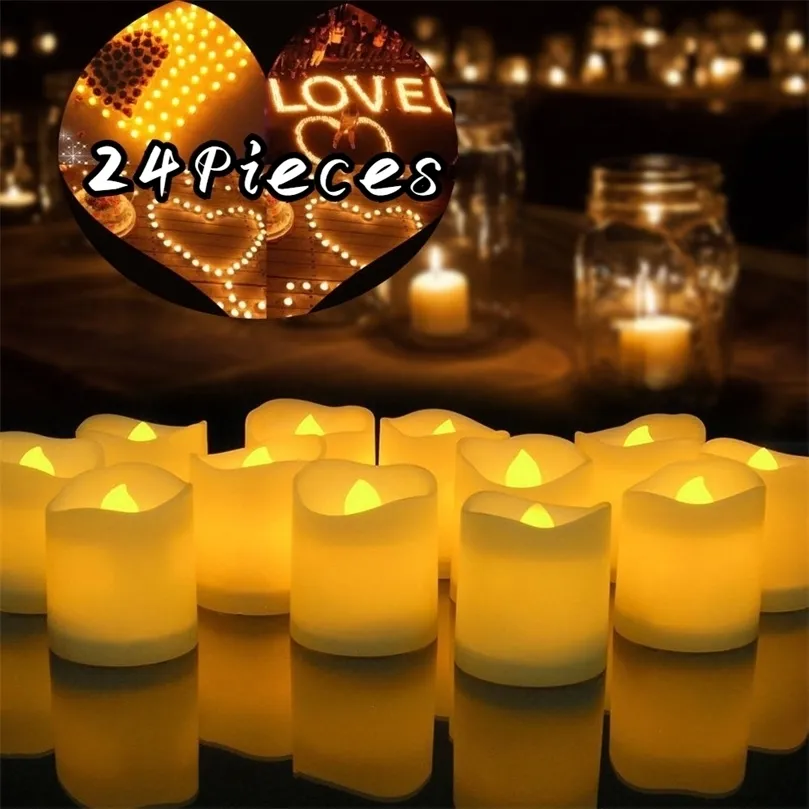 Candele senza fiamma tremolanti candele elettriche a LED per la festa nuziale casa decorazione della festa di Natale notte lampada a lume di candela con batteria 221010