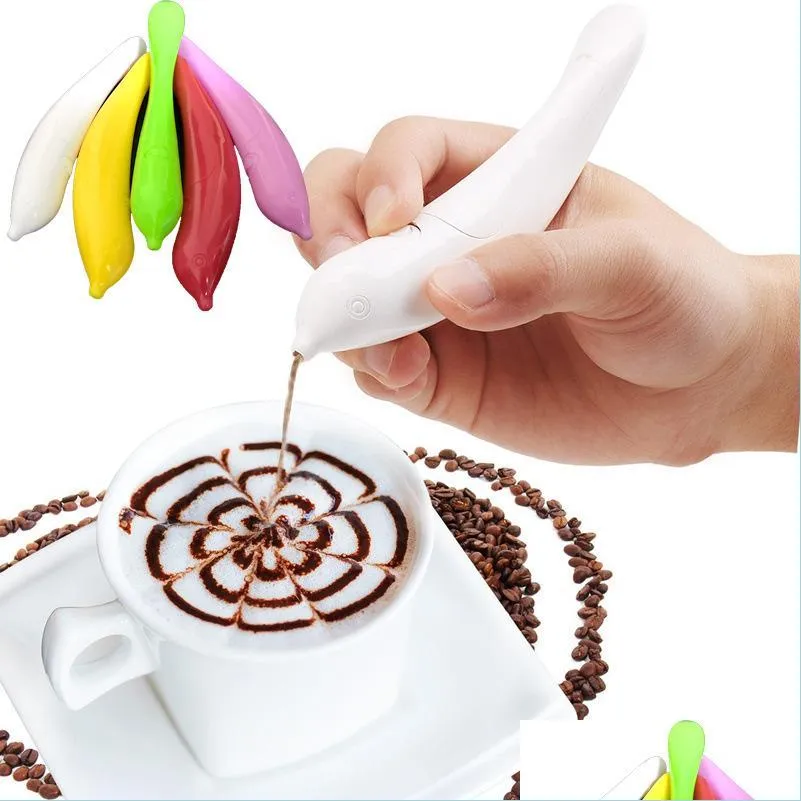 Cooking Utensils Electrical Latte Art Pen For Coffee Cake Spice Decoration Carving Baking Pastry Tools Decor Drop Delivery 2022 Home Dh5Sb
