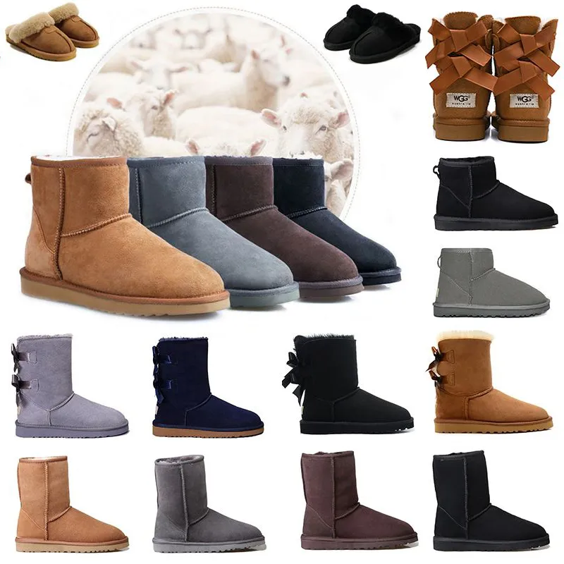 2023 Over The Knee Boots Slipper Winter Classic Keep Warm Women Mini Half GS U5854 Snow Boot Full Päls Fluffy Satin Ankel Boots Booties Slippers