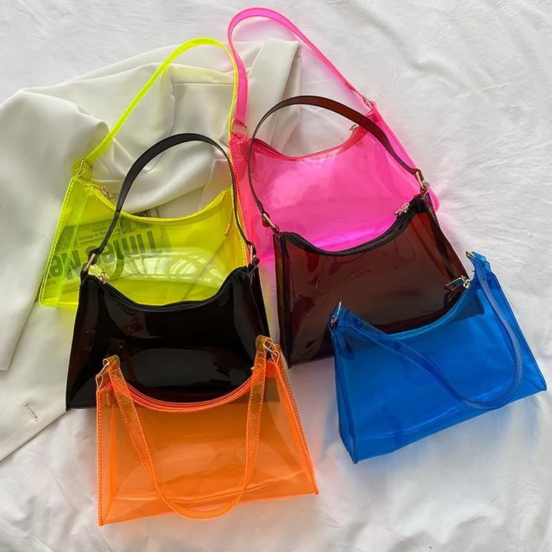 Bolsas de noite Funmardi Summer Mulheres transparentes Bolsa de geléia feminina ombro de praia colorida lady startax Girl bolsa bolsa wlhb2739