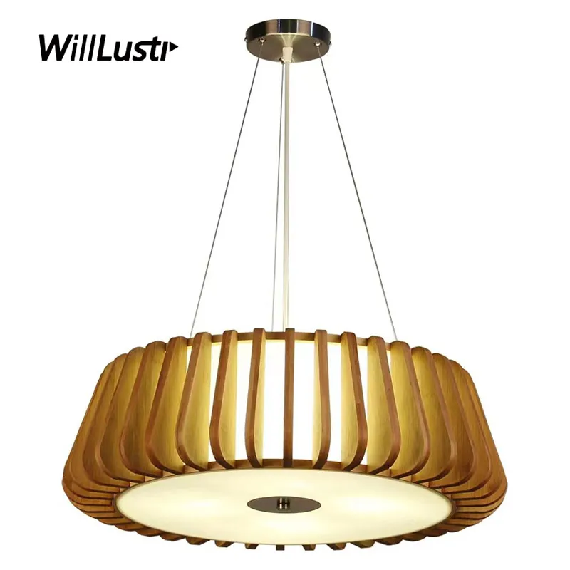 Willlustr Handmade Bamboo Pendant Lamp Wood Suspension Light Modern Nordic Cake Cake Lighting Hotoral Hotel Restaurant Cafe