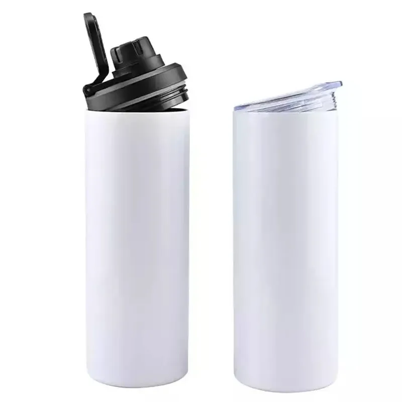 Wholesale 20oz Sublimation Straight Tumbler Double Wall Stainless Steel Vacuum Insulated Cups Bottle With Two Lids Straws b103