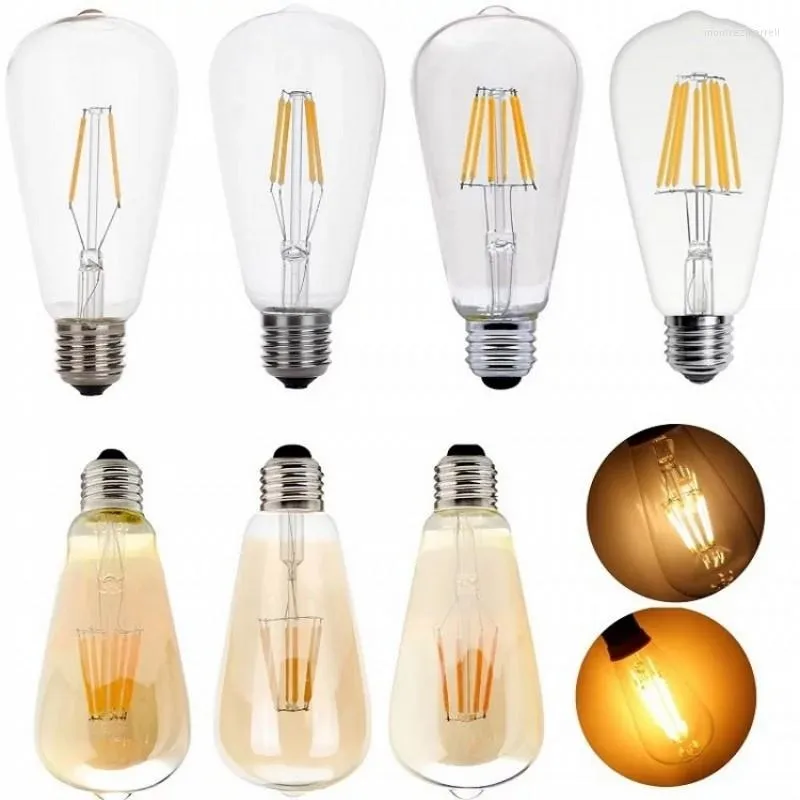 Edison LED Filament 4W 6W 8W glödlampa lampa 220V E27 Vintage antik retro bombillas ampull ersätta glödlampan