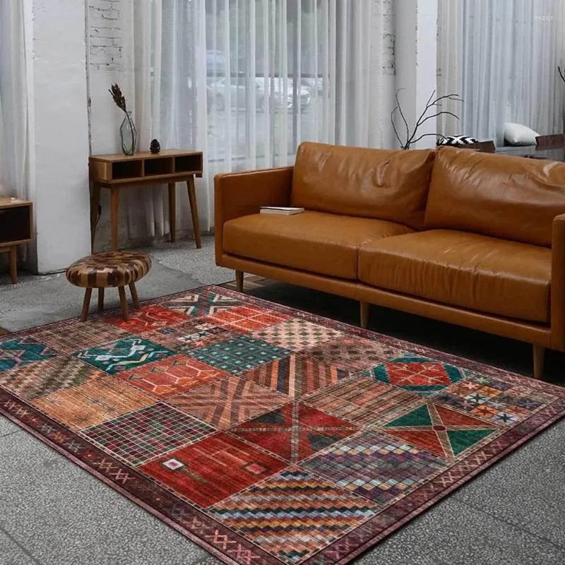 Teppiche Retro Ethnischer Geometrischer Teppich Persischer Stil Dunkelrot Braun Wohnzimmer Schlafzimmer Rutschfeste Bodenmatte Küche Flur Dekor Bereich Teppich