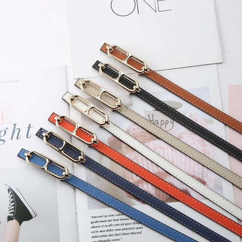 Belts Simple All-match Soild Color Ladies Thin Belt Skinny PU Leather Alloy Metal Buckle Adjustable Dress Decorative Waistband