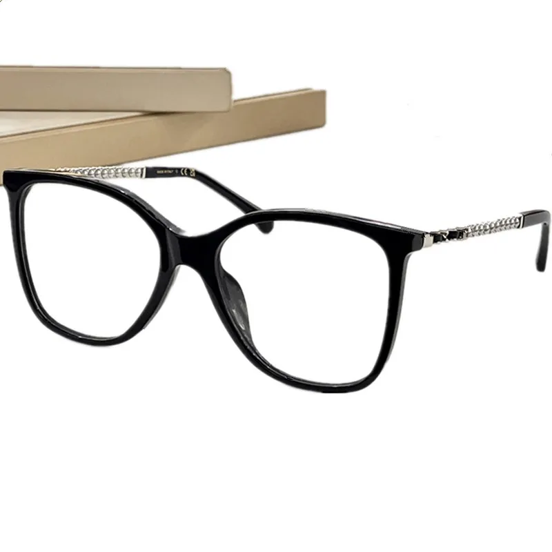 Nouvelle mode carré papillon lunettes cadre femmes 3441 planche légère en métal fullrim 54-18-145 jambe en cuir de perle artificielle pour lunettes de prescription étui complet