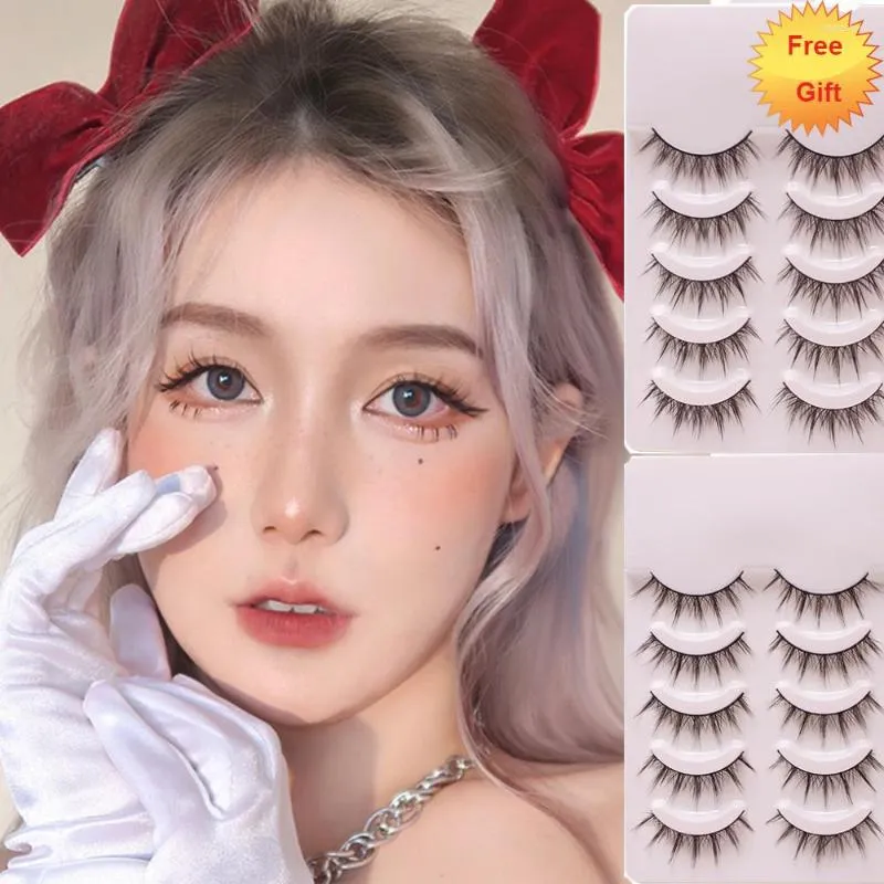 Valse wimpers 5 paren make -up 3D mink manga wimpers faux cils Korean Natural Fake Extension Wimpern Cosplay Fluffy