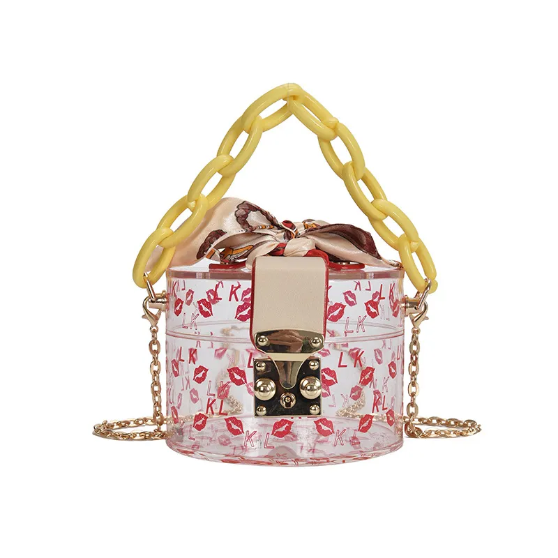 Kadın için lüks çantalar pvc moda reto el çantası işlemeli zincir yuvarlak çanta jöle messenger çanta şeffaf paketi crossbody omuz çantaları cüzdanlar