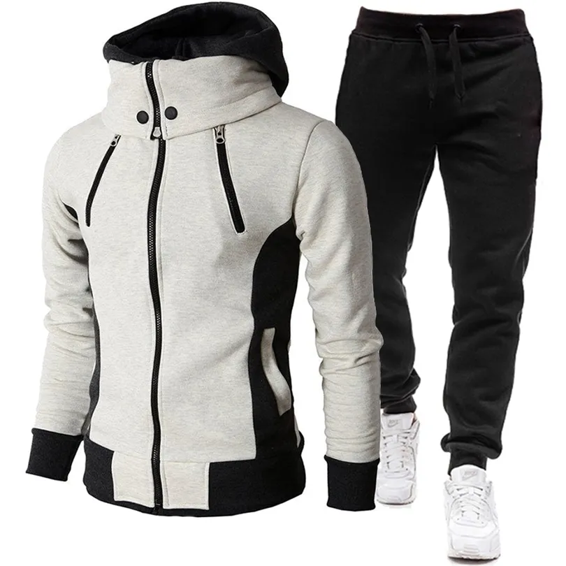 Survêtements pour hommes Automne Hiver Survêtement Hommes Ensembles Casual Sweats À Capuche Chauds Sweats À Fermeture Éclair Deux Pièces Ensemble VestePants Costumes Pour Hommes Taille S3XL 221010