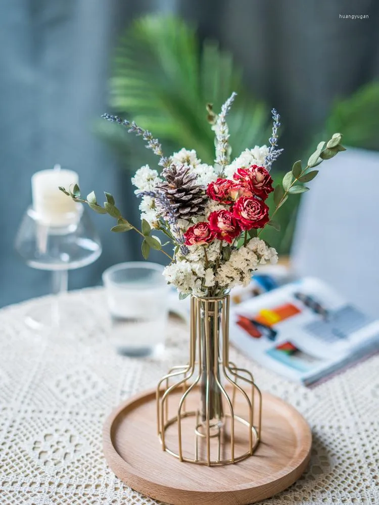 Fleurs décoratives Rose séchée naturelle Conservée Eucalyptus Reed Lavande - queue Herbe Bouquet DIY Mariage Gypsophile