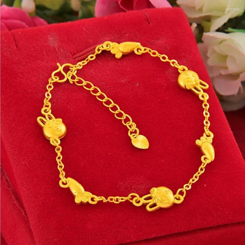 Link Bracelets Hi Cute Women Bracelet Female 24k Gold Hand Chain Party Friend Birthday Gift Girl Fine Jewelry Womens
