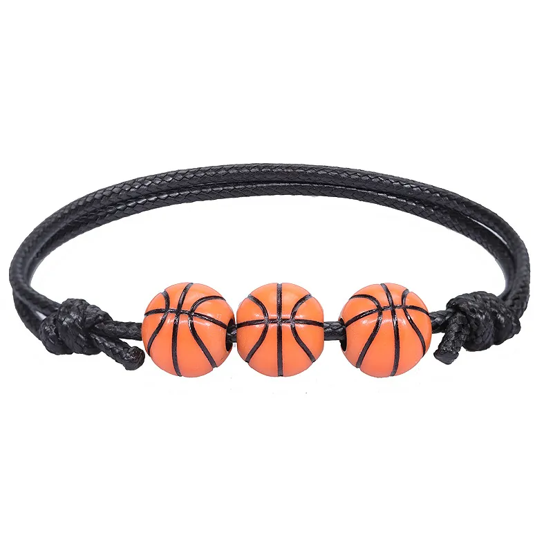 Basketball Football Rugby Baseball Pendants Tennis Charm Bracelets for Men Women Handmade Adjustable Leather Rope Ball Sports Wristband ZXF3