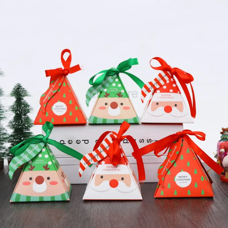 Bo￮tes enveloppantes de No￫l Santa Claus Elk Candy Box Papier Pr￩sentation pr￩sente Box Party d￩cor TH0562