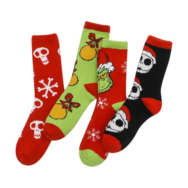 Chaussettes pour hommes Chaussettes de Noël nouveau dessin animé hommes et femmes bas coton personnalisé en tube Halloween T221011