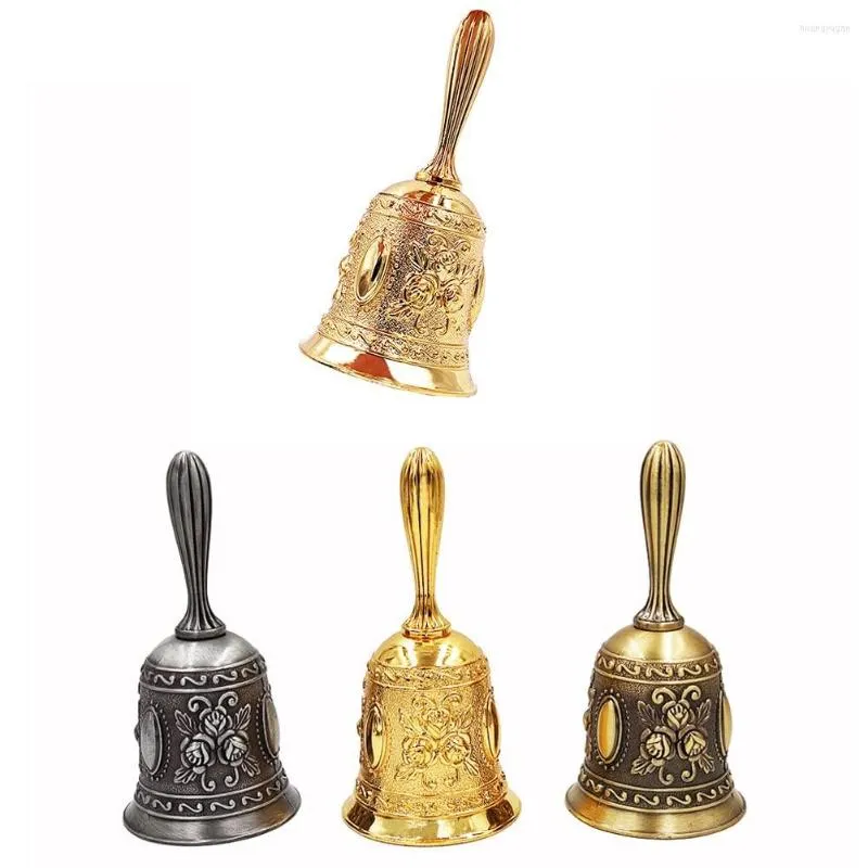 Party Supplies 1PC Hand Call Bell Gold Silver Multi-Purpose Bells For Craft Wedding Decoration Alarm School Church Bar El Vintage