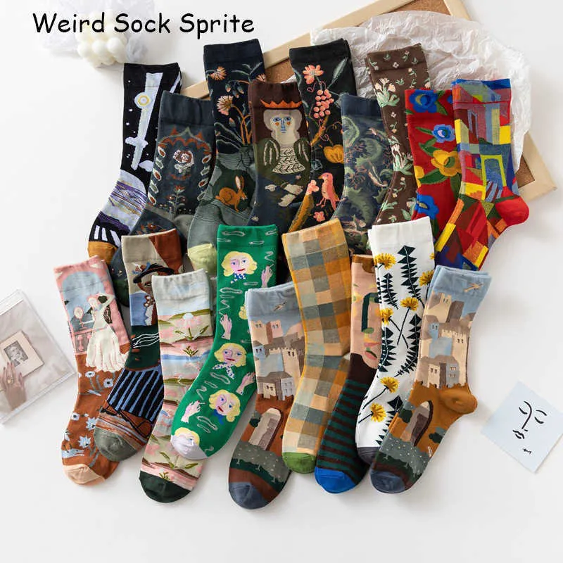 Men's Socks women's stockings literary retro French tide socks autumn and winter cotton high-top couple mid-tube wholesale T221011