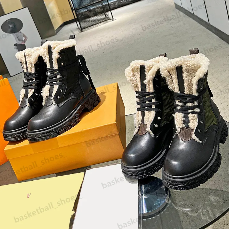 Botas de nieve de diseñador para mujer, bota corta para mujer, botines cálidos, zapatos de piel de vaca con forro de lana Real