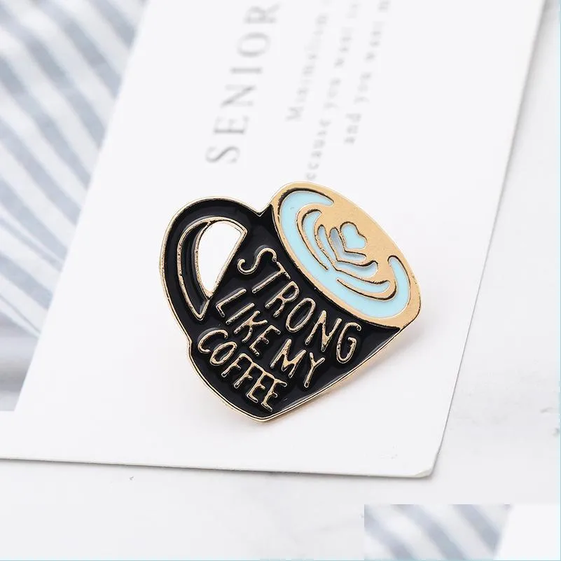 Pins Brooches Cartoon Coffee Cup Brooch Pins European Enamel Funny Metal Brooches For Girls Gift New 2021 Xmas Badges Bag Clothes D Dhf7Z