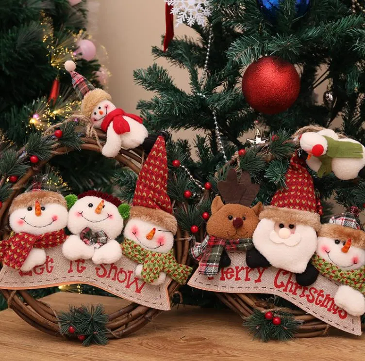 Ghirlanda natalizia in rattan Decorazione Natale-Santa Elk Rattan-Cerchio Ciondolo Scene Layout Regali per feste SN6837