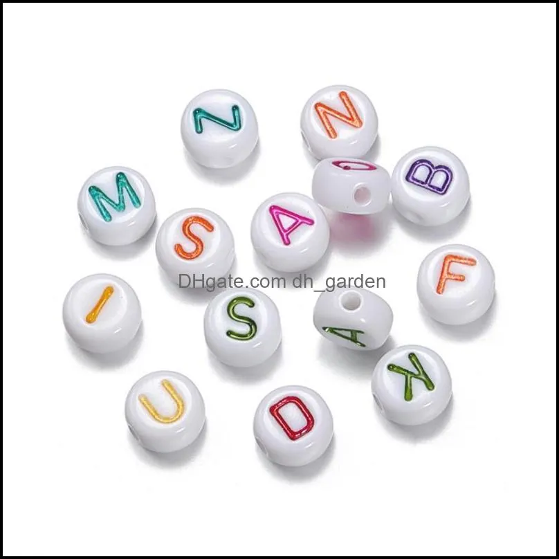 Other Other Other 360/720Pcs Mixed Letter Acrylic Beads Round Flat Alphabet Loose Spacer For Bracelet Necklace Accessory Jewelry Making