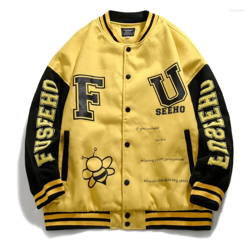 Herenjacks heren mode oversized hiphop honkbal jas met borduurwerk hoi straat losse fit varsity letterman jas bovenkleding tops