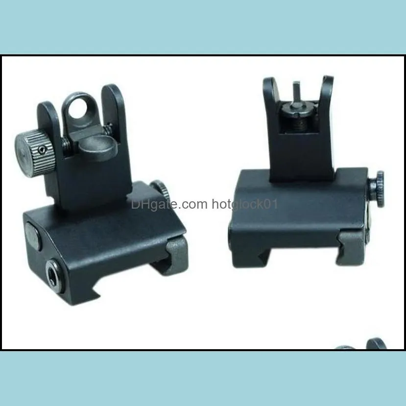 Free Shipping Hunting Up Front Rear BUIS Metal Floding Backup Iron Sight Set For Rifle AR15 Sight