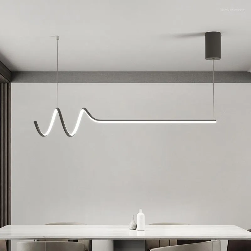 Żyrandole minimalistyczna jadalnia wyspa oświetlenie żyrandol Modern czarny/biały restauracja LED Kuchnia wisząca lampa bar kawa długie urządzenie