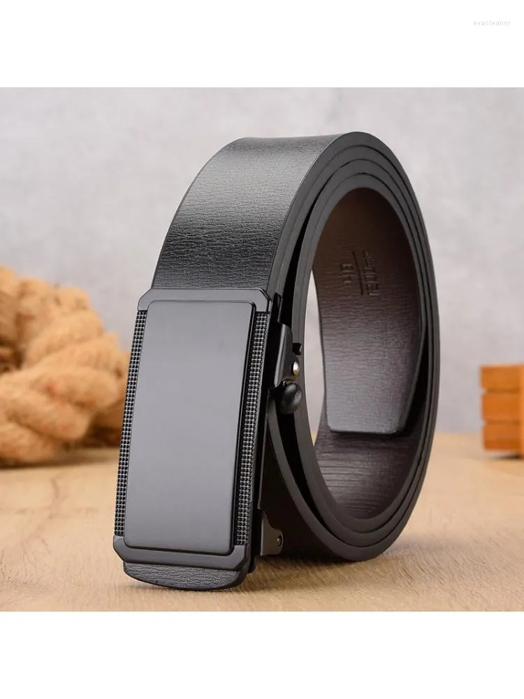 Belts Classic Fashion Luxury Leather Men Belt Wholesale And Retail Automatic Buckle Smooth Business Simple Generous 100-130cm No Box