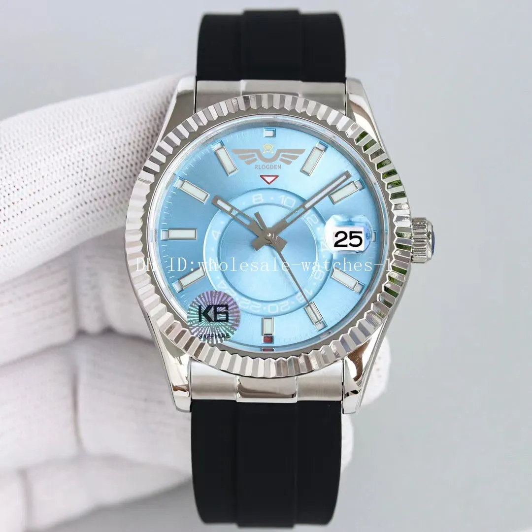 5 Star Super Watch Tw K6 Factory Cal.9001 Automatisk mekanisk rörelse Armbandsur 42mm 326235 Blue Dail Sky-Dweller Ring Comm och GMT Month Work Sapphire Men Watches