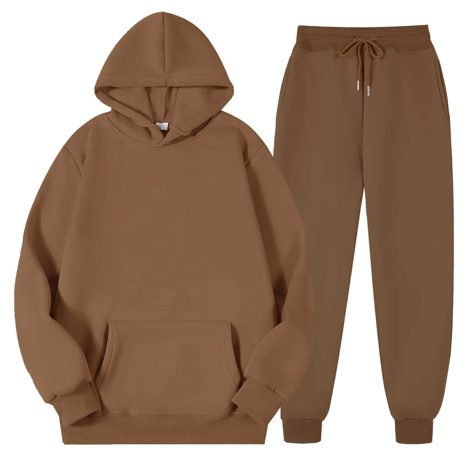 Herrspåriga kvinnor Casual Sweatshirt Suit Autumn Winter Solid Color Pullover och Long Pant Piece Set Slim Fleece Jogger Sports G221011