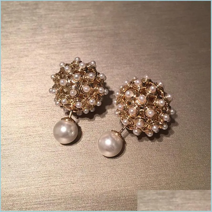Stud Fashion Designer di lusso unico adorabili orecchini per perle graziosi per perle per donne a doppio lato 925 sier post 1242 b3 drop dhixz