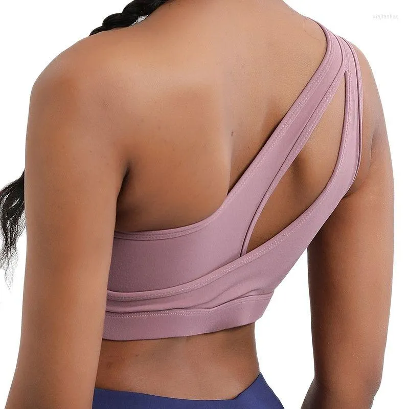 Bustiers korsetten sport beha net Red Women's enkele schouder asymmetrische yoga -vest fitness ondergoed Running