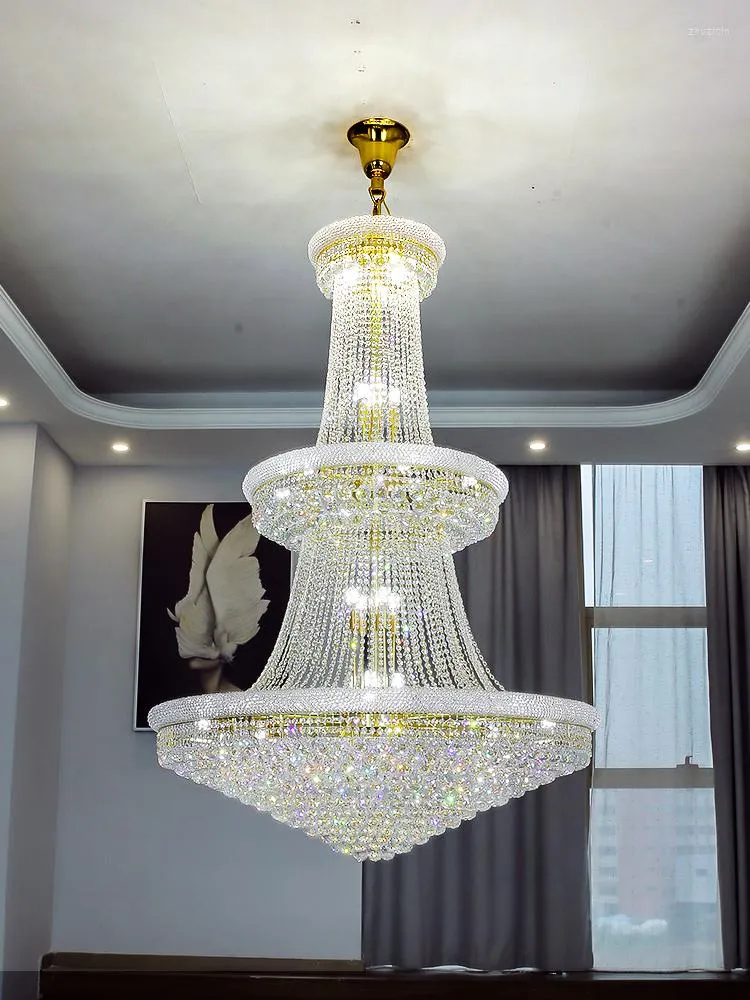 Kolye Lambalar Lüks Oturma Odası Crystal Chandelier El Lobby Villa Yüksek Tavan Merdiveni Avrupa tarzı