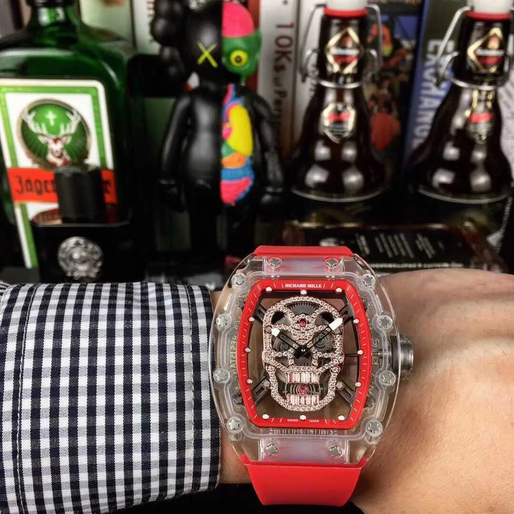 Luxusuhren für Herren mechanische Uhr Rm052 Vollautomatisches Uhrwerk Saphirspiegel Gummiarmband Schweizer Markendesigner Spo