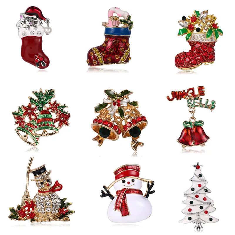 Kerstdecoraties Santa Claus kerstboombroche vintage legering kleding schoenen hoeden accessoires corsage sieraden pin