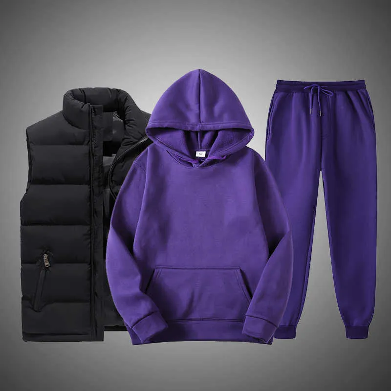 Herrspårar Mens Joggers set eleganta fasta uppsättningar för varma hoodie -tröjor och långbyxa modesportstycke avslappnade män G221011