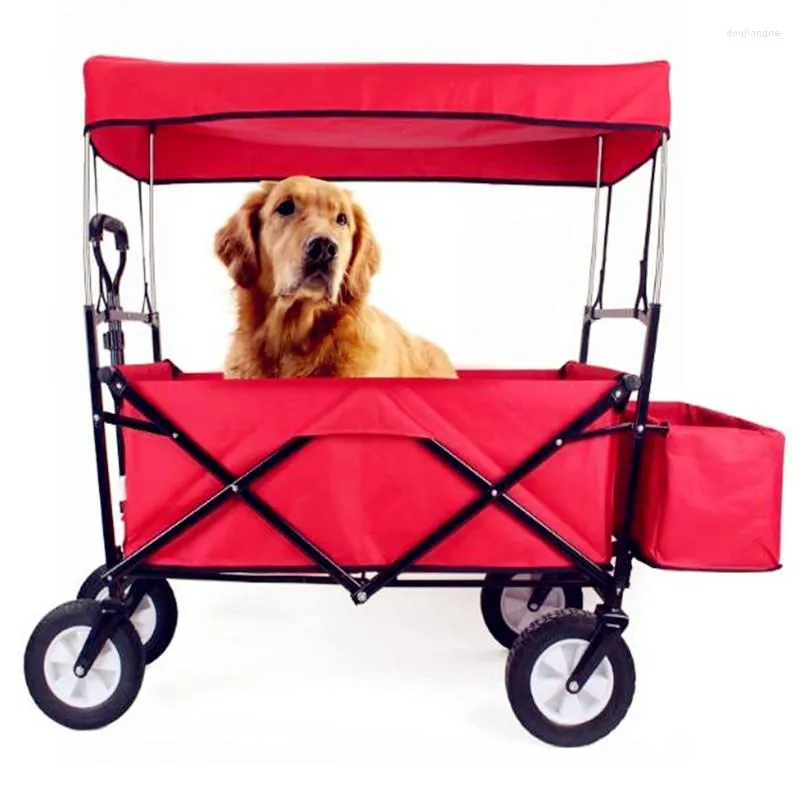 Dog Car Seat Covers Sports Collapsible Folding Utility Wagon Anti Flies With Ceiling Shopping Cart 100L Large Capacity Loading 75kg Pet