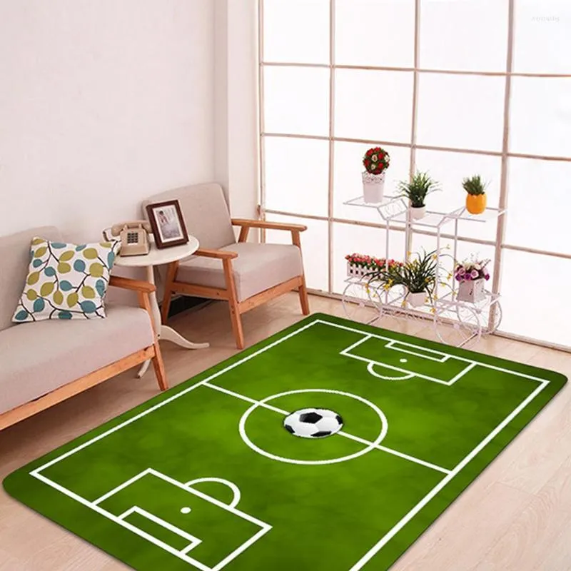 Teppiche Home Dekoration Flanell Teppich Schlafzimmer Teppich Druck Anti-Rutsch-Wohnzimmer Kind Spielboden weich Fußballplatz Rechteck