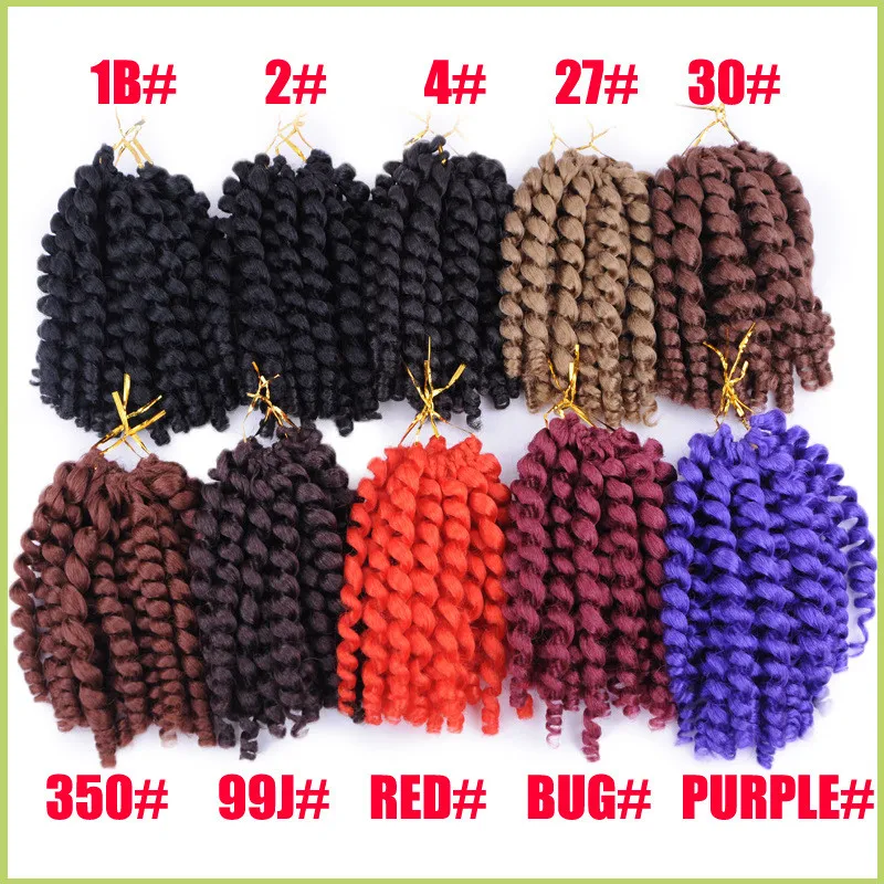 Estensioni dei capelli intrecciati sintetici Bacchetta arricciata Trecce Capelli finti Afro Kinky Twist Capelli all'uncinetto per donna nera