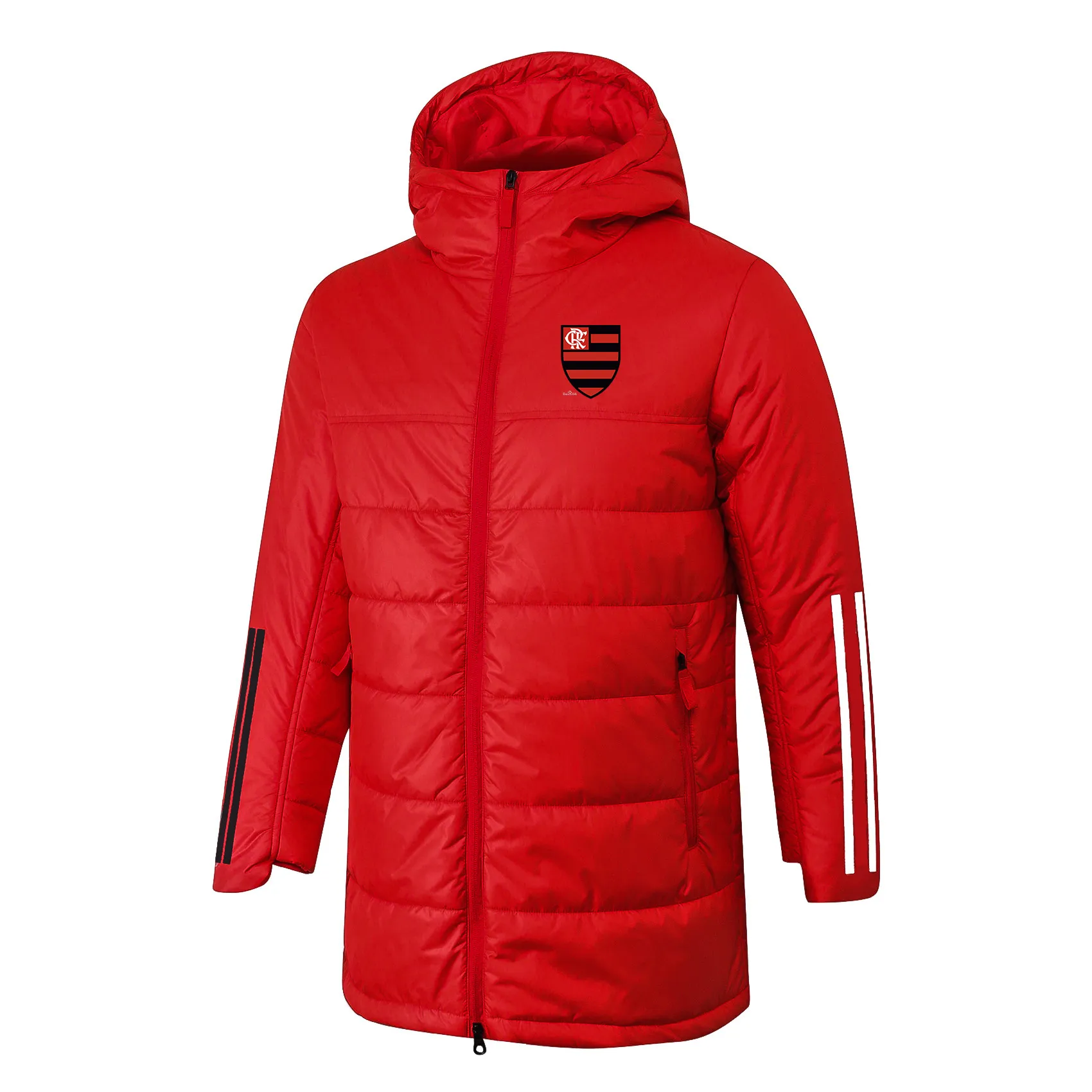 Clube de Regatas do Flamengo Parkas pour hommes hiver manteau à capuche pré-match manteau d'hiver en coton fermeture éclair complète loisirs sport extérieur sweat chaud