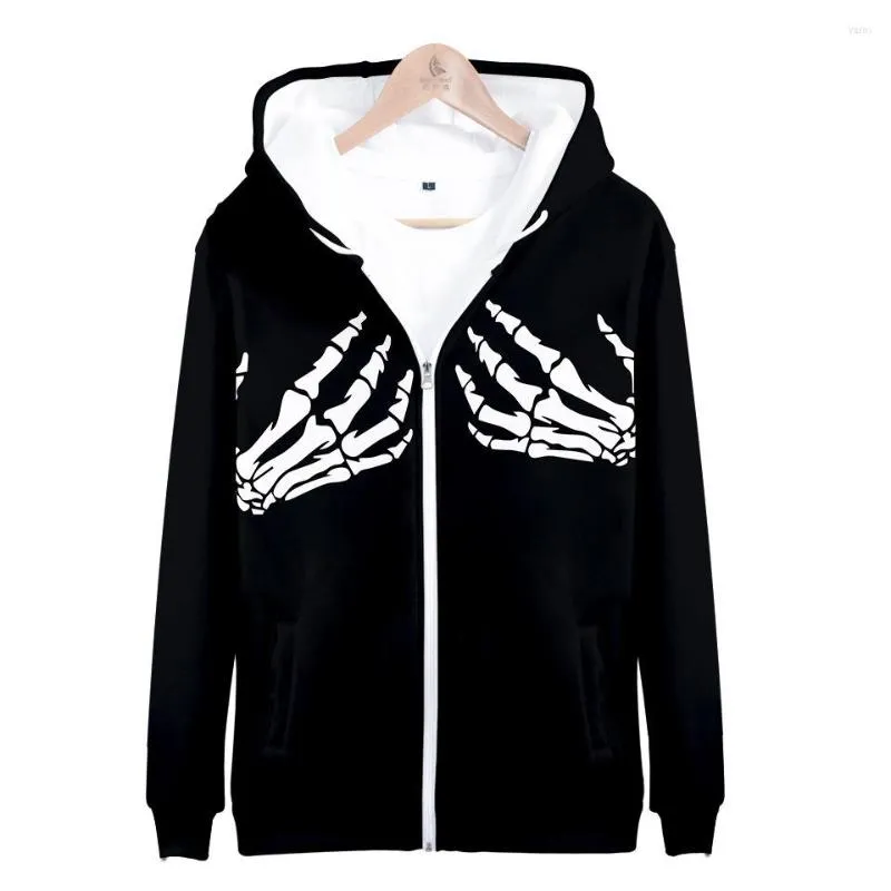 Heren Hoodies 2022 Skelet Skull Hand 3D Print grappige hoodie dames mannen Harajuku sweatshirt pullover ritsjack casual Halloween trainingspak