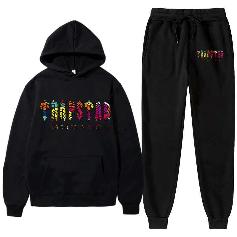 Men's Tracksuits New sports TRAPSTAR Brand Printed Sportswear Men colorsg male and female warm two Hoodie Sweatshirt Pants Set joggin G221011