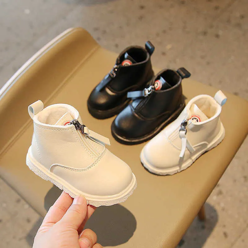 ブーツ卸売ロットバルクキッドスタイリッシュなフロントジッパー幼児ショートソフトPUレザーガールズボーイズぬいぐるみE10221 Y2210