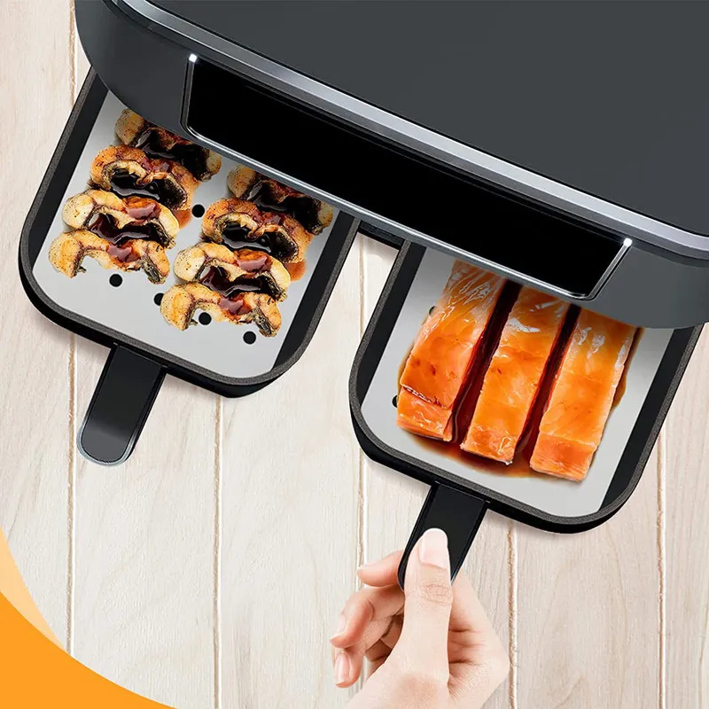 Rectangle Disposable Air Fryer Baking Paper Kitchen Barbecue Liners Tray Non-Stick Parchment Cooking Bakeware Mat LX5184