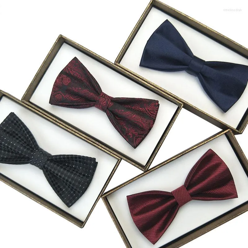 Bow Ties Fashion Men's Bowtie 2022 Brand High Quality Formal Tie For Men Wedding Party Butterfly With Gift Box Wine Red
