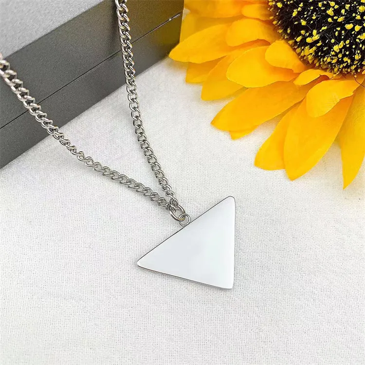 Street Fashion charm Necklace Sale Necklaces for Man Woman Punk Style Inverted Triangle Charms Chain hip hop silver clavicle chain couple pendant Valentine day gift