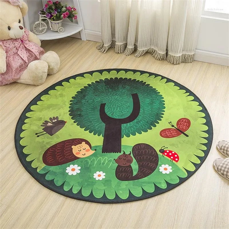 Carpets Lovely Cartoon Hedgehog Soft Round Decorative Carpet Floor Door Yoga Pad Baby Child Kid's Play Crawling Mat Hallway Area Rug10